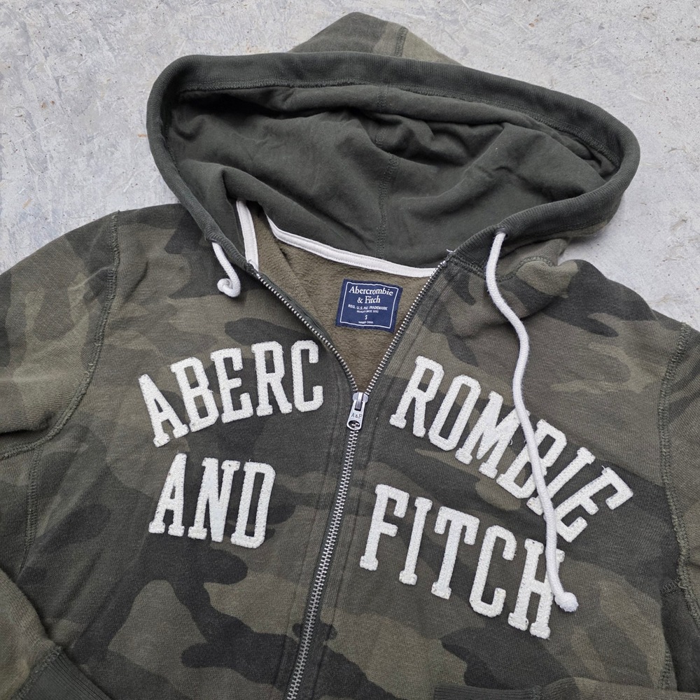 VTG Y2K Abercrombie & Fitch Camo Full Zip Hoodie Sweatshirt Womens Size S‎